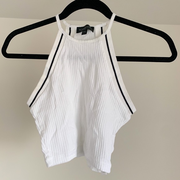 Topshop Halter Crop Top with Black Detailing - Picture 2 of 2